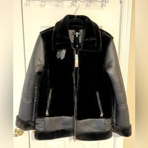 MissGuided Faux Fur Aviator black jacket size US 6